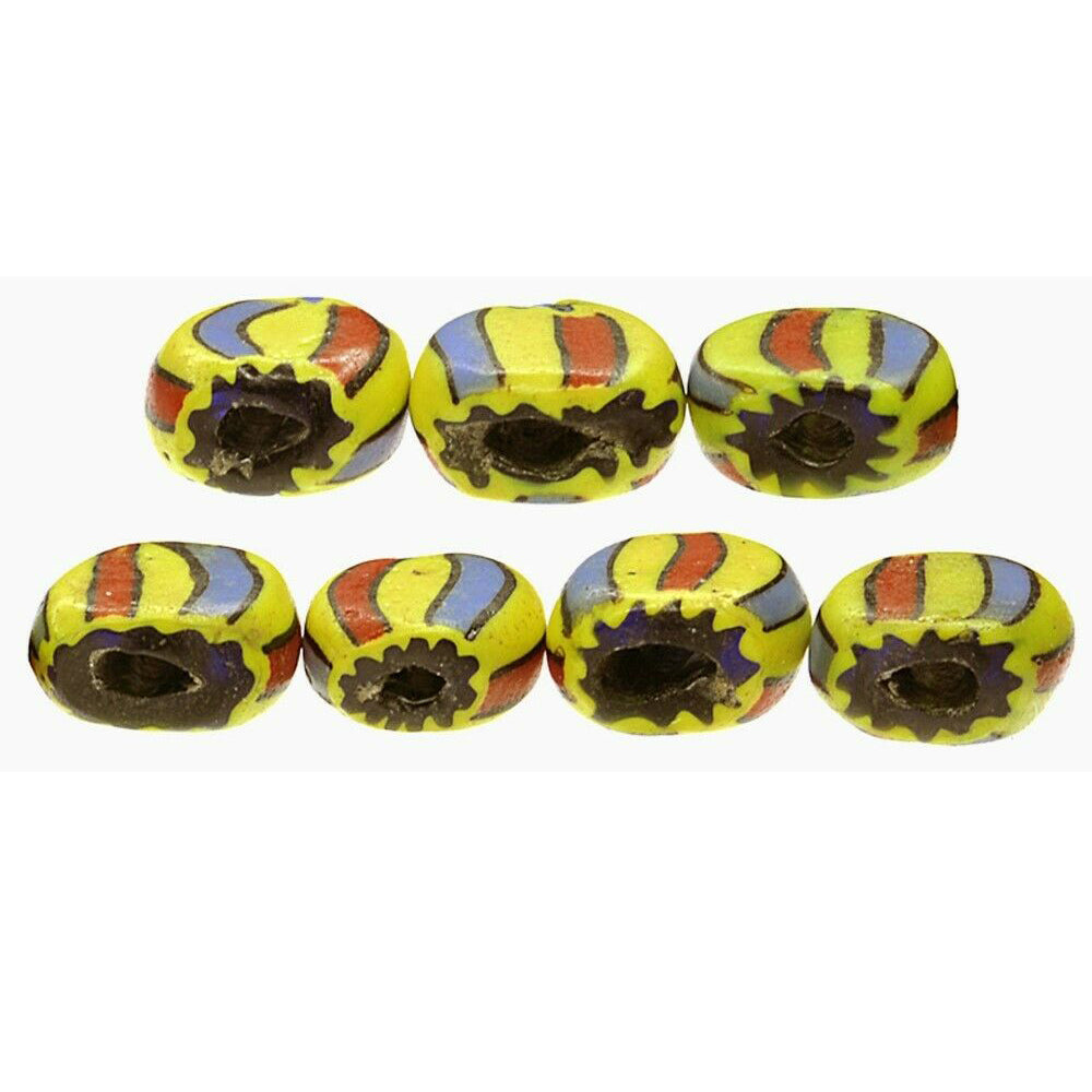 Old Tabular 2 Layers Chevron Venetian Glass Beads African Trade Beads Ghana Dipo