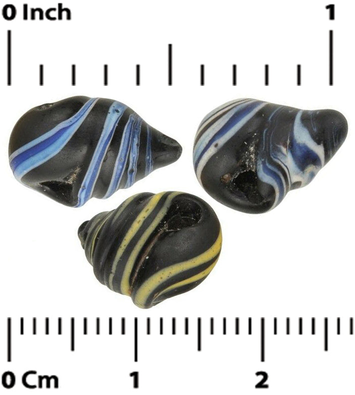 Old African Trade Beads Snail Antique Venetian Glass Beads Fancy Lampwork Ghana - alternate view