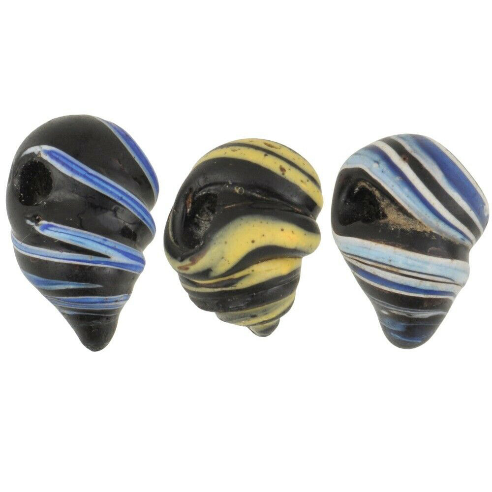 Old African Trade Beads Snail Antique Venetian Glass Beads Fancy Lampwork Ghana