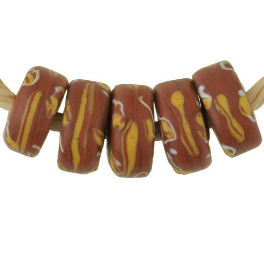Antique Venetian Brick Color Fancy Disk Glass Trade Beads