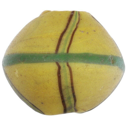 Antique Yellow Bicone Venetian Lampwork Bead - African Trade Beads