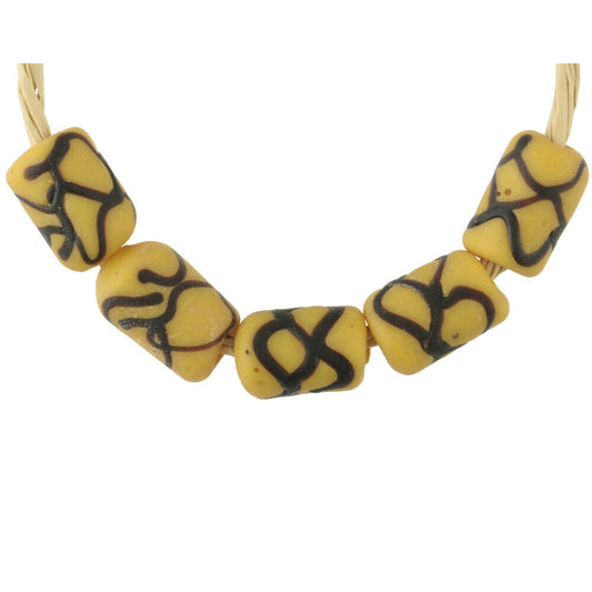 Rare Antique Yellow Rattle Snake Venetian Lampwork Glass Trade Beads