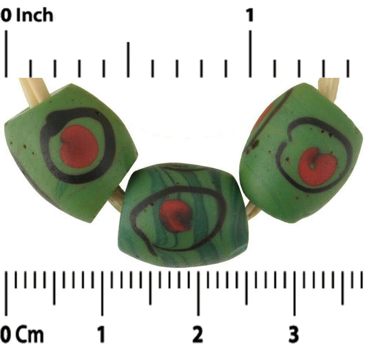 Rare Antique Green Eye Venetian Lampwork Glass Trade Beads - alternate view