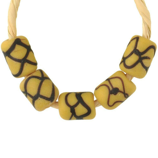 Antique Yellow "Rattle Snake" Venetian Lampwork Trade Beads