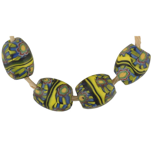 Rare Antique Banded Oval Millefiori Mosaic Beads - African Trade