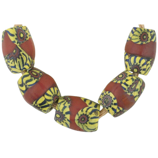 Rare Antique Red Banded Oval Millefiori Venetian Trade Beads