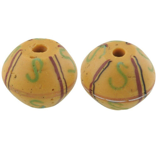 Antique Yellow Bicone King Venetian Lampwork Glass Trade Beads