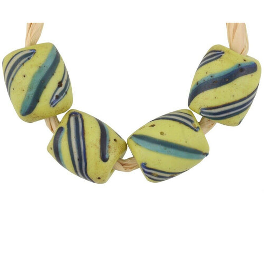 Antique Green Fancy Swirl Venetian Lampwork Glass Trade Beads