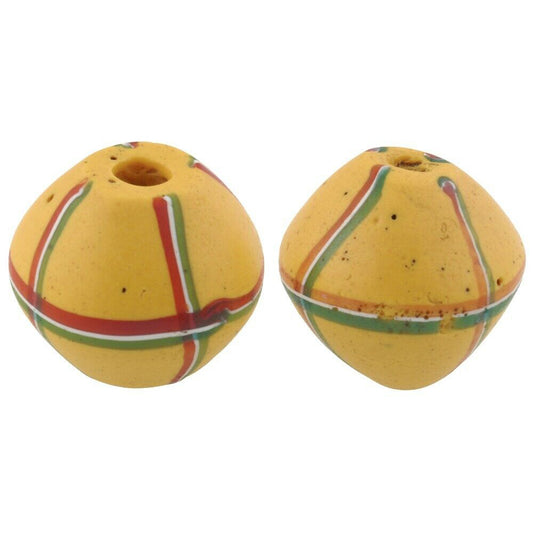 Antique Yellow Bicone Venetian Glass Trade Beads - African Lampwork
