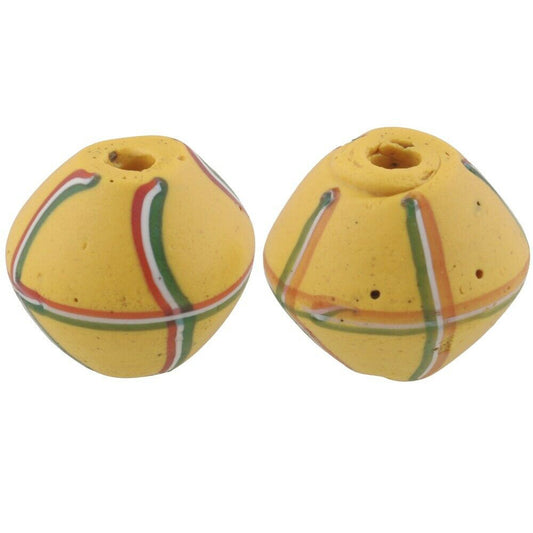 Antique Yellow Bicone Venetian Lampwork Glass Trade Beads