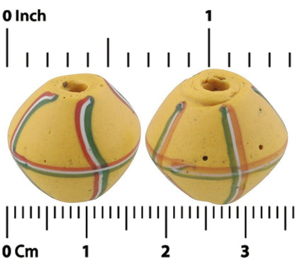 Antique Yellow Bicone Venetian Lampwork Glass Trade Beads - alternate view