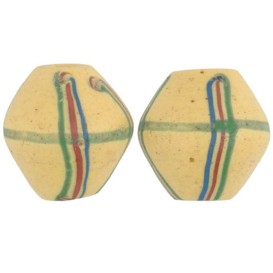 Antique Yellow Bicone Venetian Lampwork Beads - African Trade