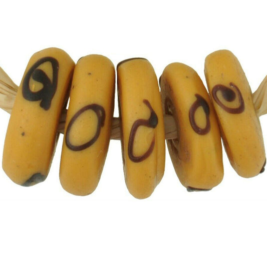 Antique Large Yellow Zen Venetian Lampwork Glass Trade Beads