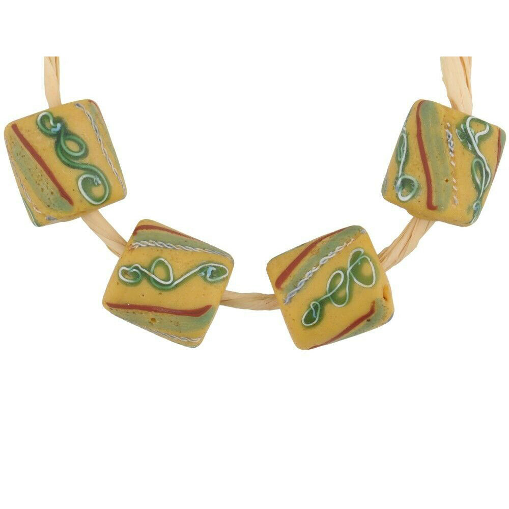 Antique Fancy Venetian Lampwork Beads With Trail Decoration - close-up