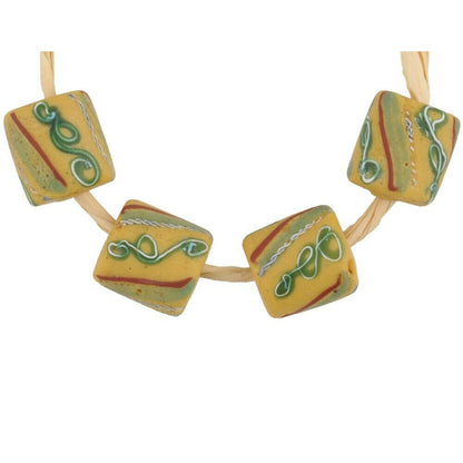 Antique Fancy Venetian Lampwork Beads With Trail Decoration - close-up