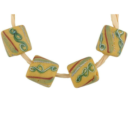 Antique Fancy Venetian Lampwork Beads With Trail Decoration - close-up