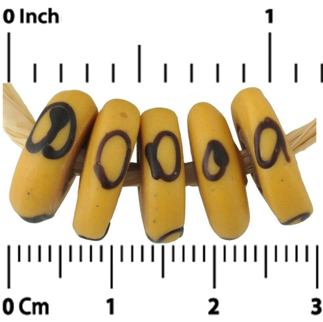 Rare Large Yellow Venetian Lampwork Beads - Antique African Trade