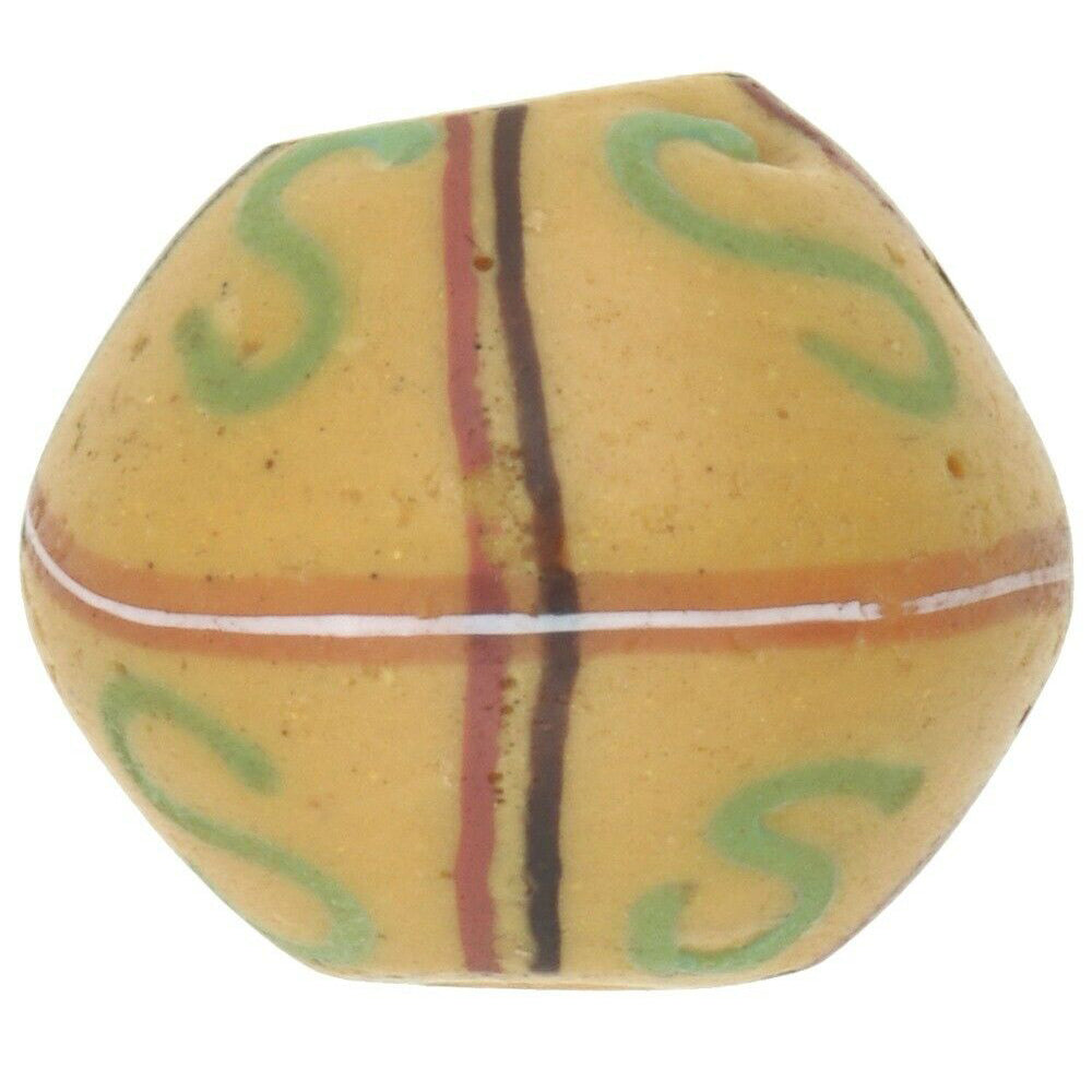 Rare Old Yellow Bicone Venetian Lampwork Glass Trade Bead