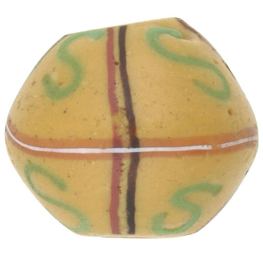 Rare Old Yellow Bicone Venetian Lampwork Glass Trade Bead