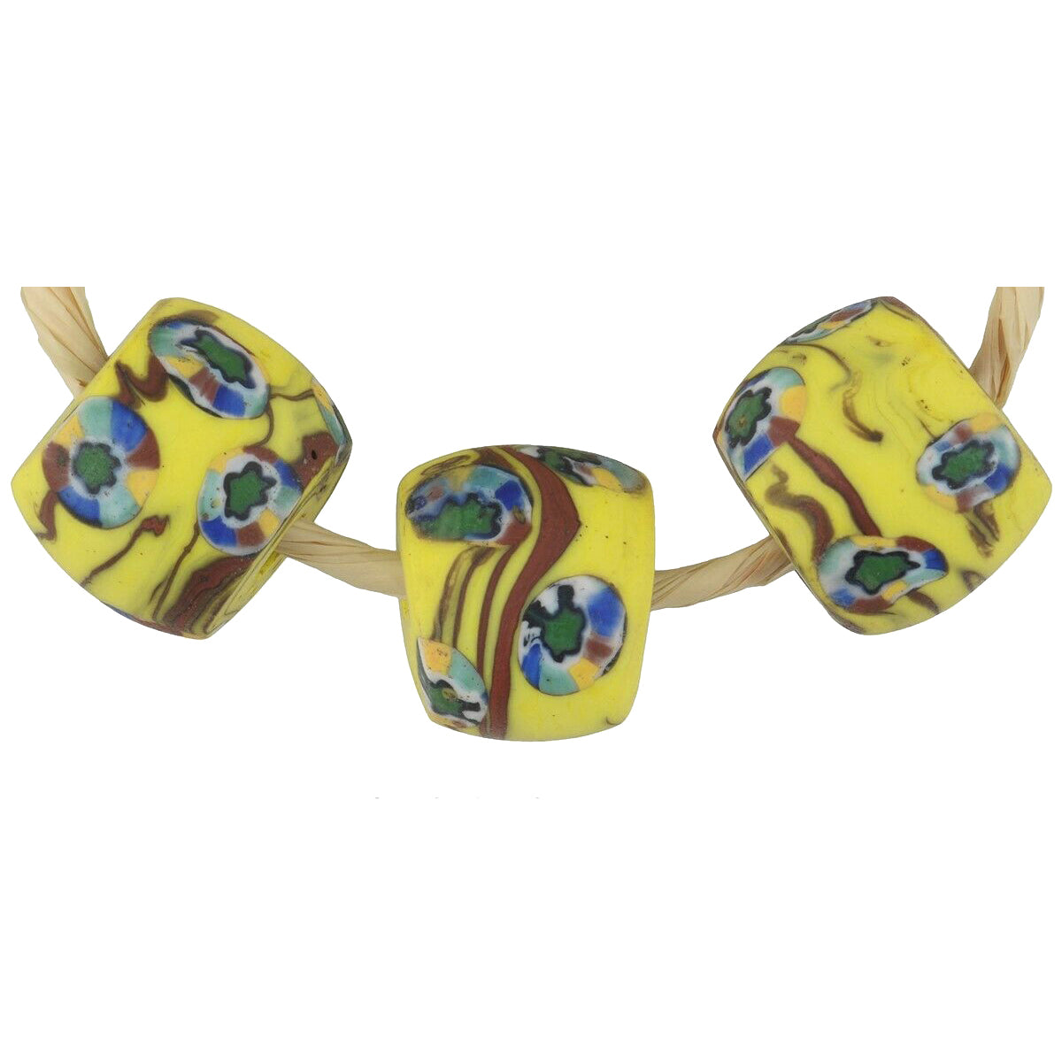 Antique Venetian Mosaic Millefiori African Trade Beads, 14-15Mm