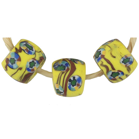 Antique Venetian Mosaic Millefiori African Trade Beads, 14-15Mm