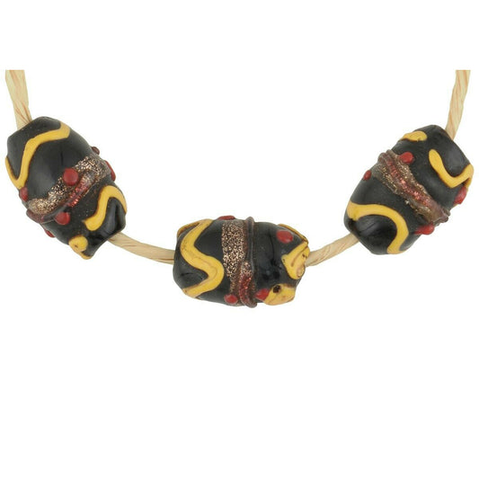 Antique Black Wedding Cake Lampwork Venetian Trade Beads