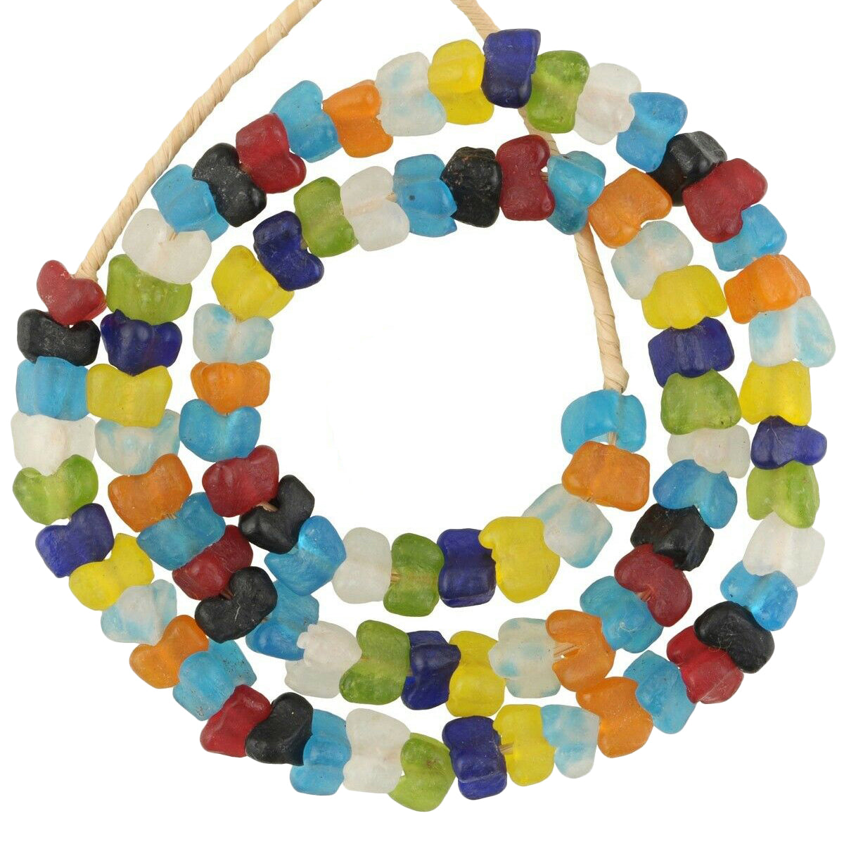 Translucent Krobo Glass Beads - 20" Strand, Handmade In Ghana