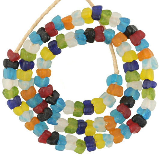Translucent Krobo Glass Beads - 20" Strand, Handmade In Ghana
