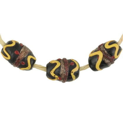 Antique Black Wedding Cake African Trade Beads - Lampwork Glass