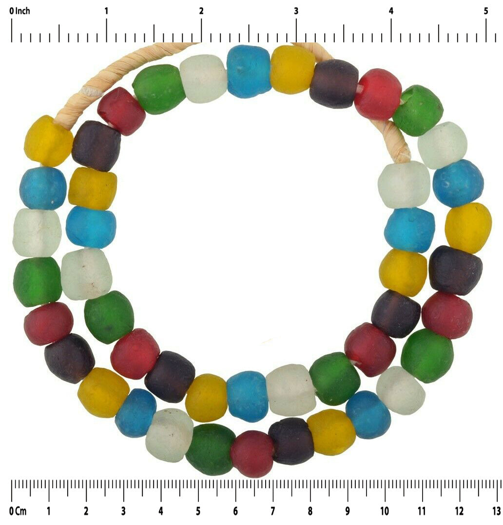 Handmade African Trade Beads - 20" Ghana Glass Beads - close-up