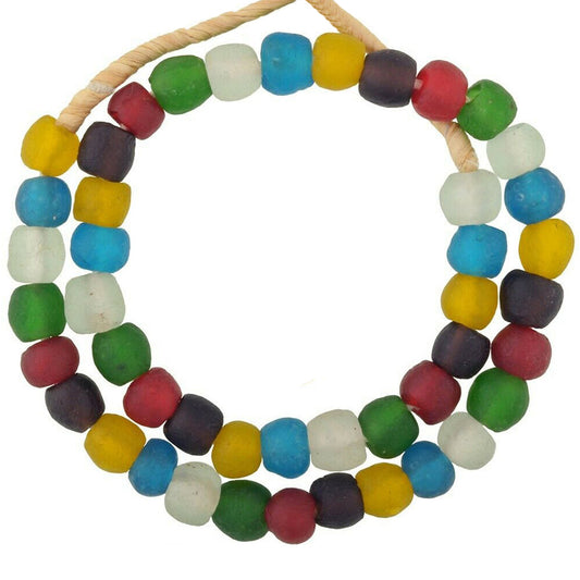 Handmade African Trade Beads - 20" Ghana Glass Beads
