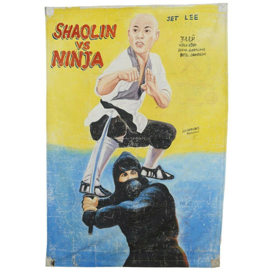 Shaolin Vs Ninja: Authentic Ghanaian Hand Painted Movie Poster