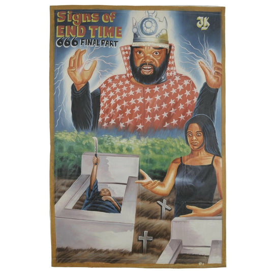 Signs Of End Time Movie Poster - Hand Painted Ghanaian Art - horror scene artwork