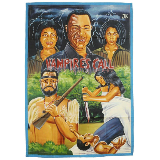 Vampires Call Movie Poster - Hand-Painted Ghanaian Art 58X41"