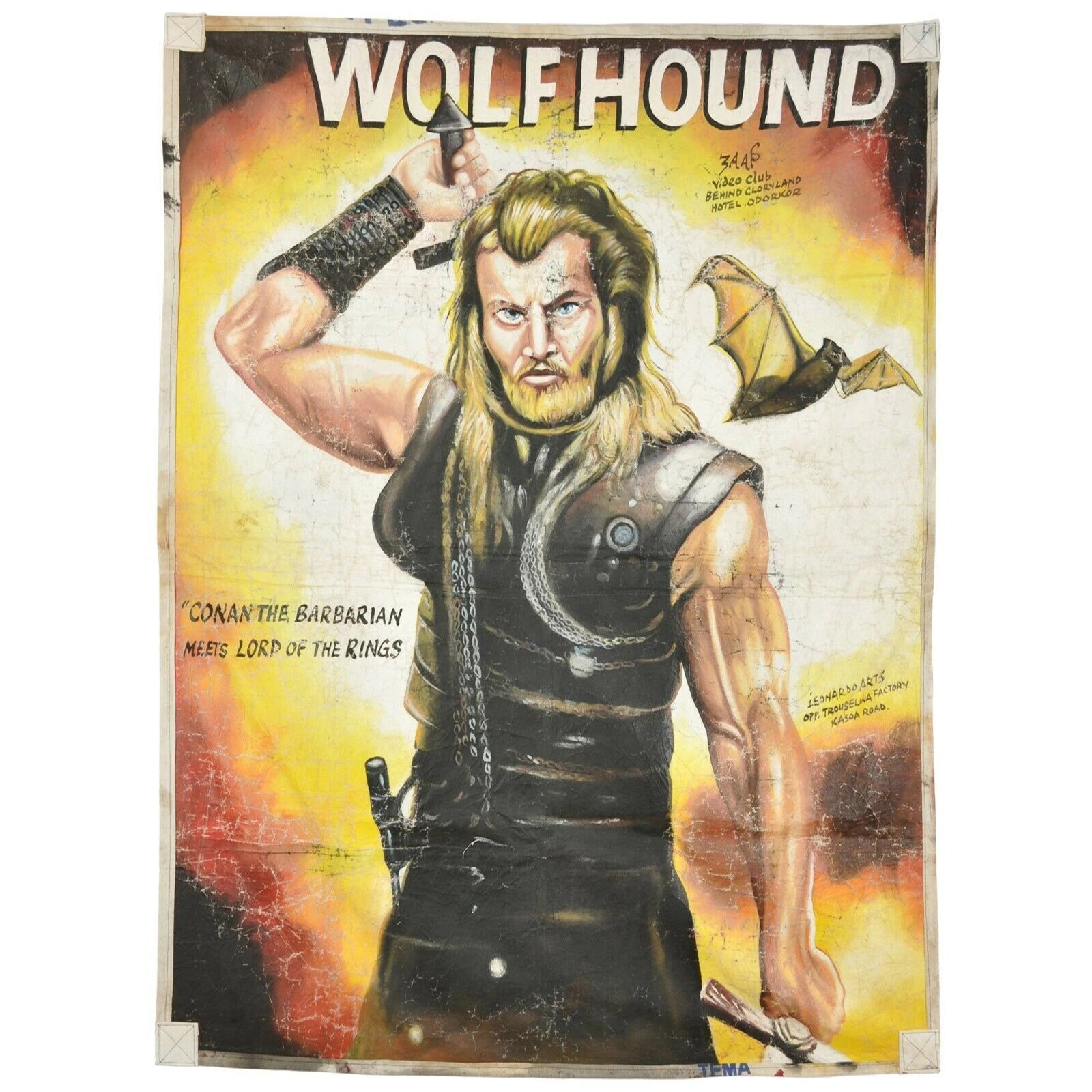 Wolfhound: Action Unleashed - Authentic Ghana Hand-Painted Poster