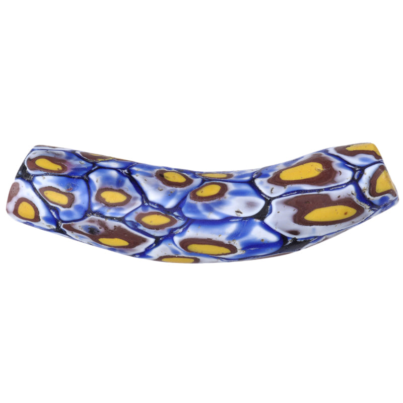 Antique Venetian Elbow Millefiori Glass Trade Bead, Large African Mosaic Bead