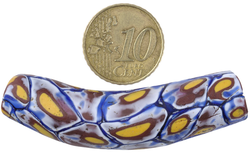 Antique Venetian Elbow Millefiori Glass Trade Bead, Large African Mosaic Bead - alternate view