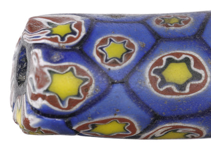 Antique Large Elbow Millefiori Mosaic Venetian Trade Bead - 42 X 12 Mm - close-up