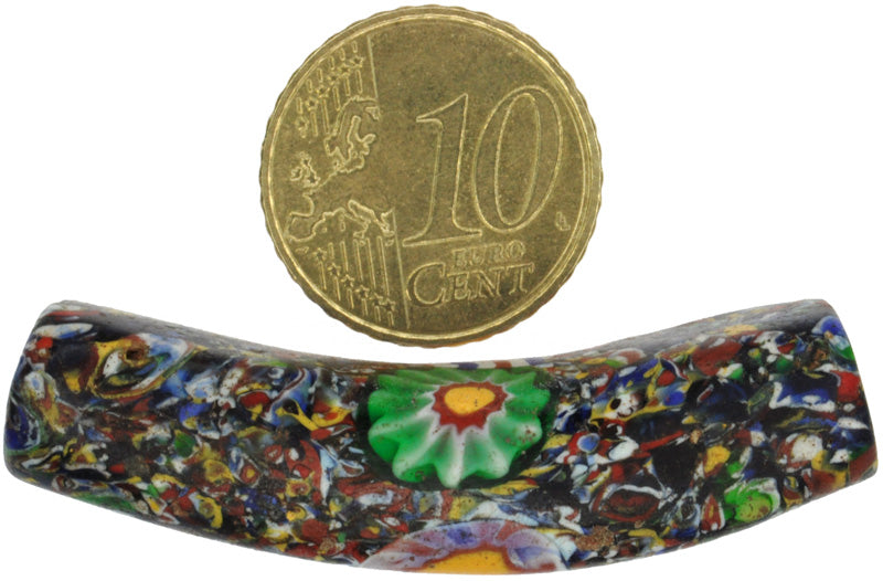 Rare Large Antique Millefiori Venetian Mosaic Glass Trade Bead, 49Mm, African Trade - zoomed-in detail