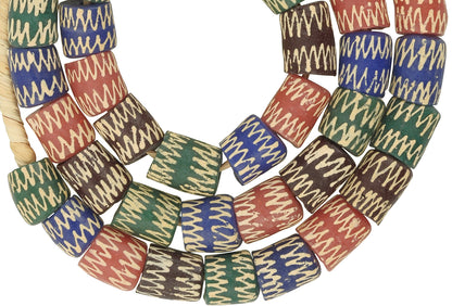 African Trade Beads - Fancy Recycled Glass Krobo Beads From Ghana - close-up