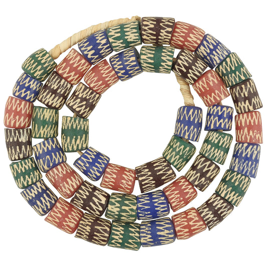 African Trade Beads - Fancy Recycled Glass Krobo Beads From Ghana