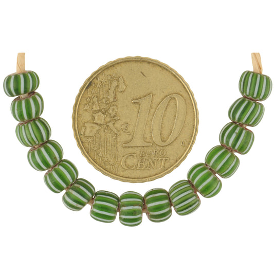 15 Green 4-Layer Venetian Chevron Beads - Antique 5Mm Glass