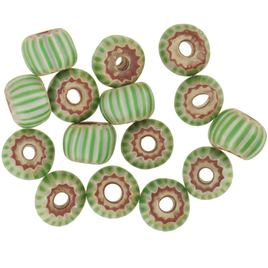 Green Striped 4 Layer Chevron Beads | Antique Venetian Trade Set