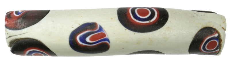 Rare Large Antique Elbow Venetian Millefiori Trade Bead, 64X14Mm, Mosaic Glass - alternate view