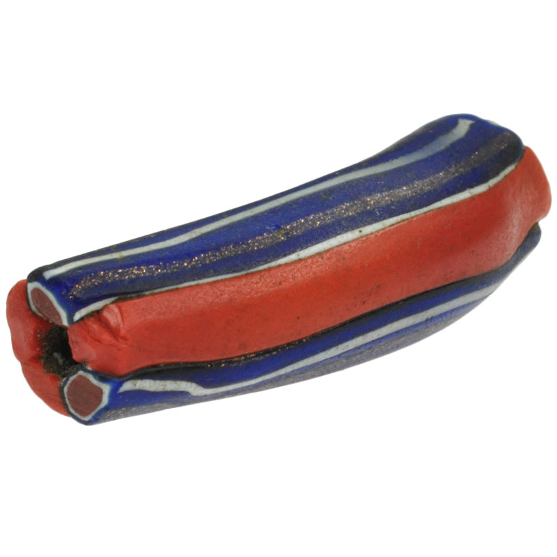 Rare Antique Red Elbow Millefiori Venetian Trade Bead, 58X14Mm