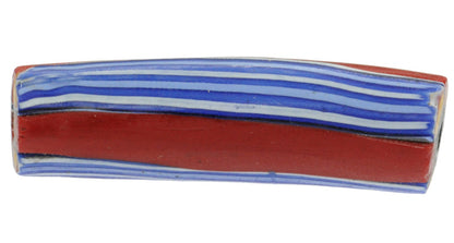 Rare Antique Venetian Elbow Millefiori African Trade Bead, 49X13Mm - close-up