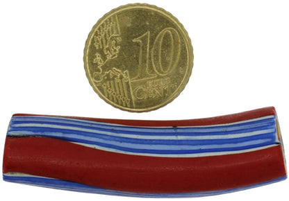 Rare Antique Venetian Elbow Millefiori African Trade Bead, 49X13Mm - zoomed-in detail