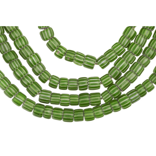 Strand Of Green 4 Layer Chevron Beads | Antique Venetian Trade