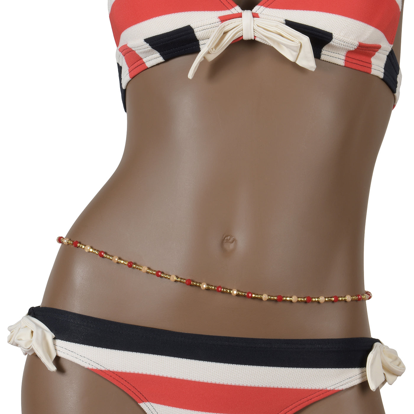 African Waist Beads Handmade Belly Chain Body Jewelry Ghana - angled shot