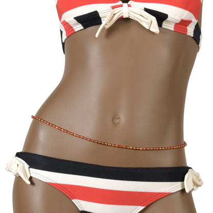 Glass Waist Beads Handmade African Body Jewelry Ghana Belly Chain - angled shot